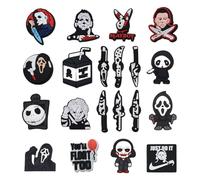 YSDYY Lot de 20 boucles décoratives pour chaussures d'Halloween, kit de décoration de chaussures en forme de tête de mort, décorations de chaussures effrayantes, fleurs de chaussures d'Halloween,