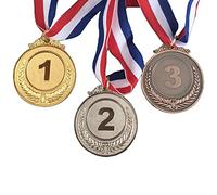YSDYY Lot de 3 médailles numérotées en métal, récompenses gagnantes, prix compétitif de sports pour enfants, prix de compétition de jeu, médailles or-argent-bronze avec rubans, bords arrondis