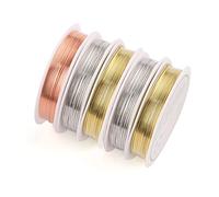 YSDYY Lot de 5 rouleaux de fil de cuivre pour fabrication de bijoux - Fil de cuivre pliable - Or, Argent, Cuivre (0,3 mm x 15 m)