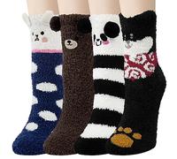 YSense 3paires Chaussettes Femme Hiver Chaussettes Pantoufles en Peluche Epaisses Chaude Tricotées Douces Mignonnes,Multicolore 2,Taille unique