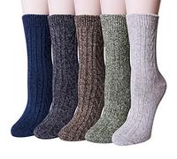 YSense 5paires Chaussettes Femme Homme Hiver en Laine Chaude Épaisses Douces Unisexe Multicolore, 3#, Taille unique