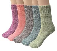 YSense 5paires Chaussettes Femme Homme Hiver en Laine Chaude Épaisses Douces Unisexe Multicolore, Mix 1, Taille unique