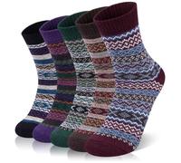 YSense Beau 5 Paires Femmes Chaussettes en Laine Mérinos Thermiques Épaisses en Laine pour l'hiver Vintage doux Chaud Chaussettes de Randonnée en Laine Mérinos Cadeaux