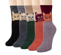 YSense Snug 5 Paires chaussettes Thermiques Femme en laine Fille vintage doux chaud pour hiver