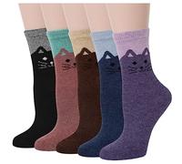 YSense Snug 5 Paires chaussettes Thermiques Femme en laine Fille vintage doux chaud pour hiver