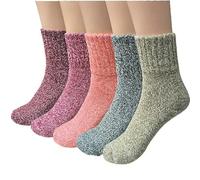 YSense Snug 5 Paires de Chaussettes en Laine pour Femmes, Thermiques Chaussettes Femme, Chaussette Chaude Femme, Taille unique 35-41