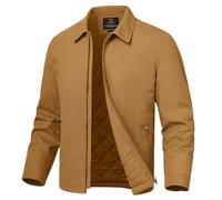 YSENTO Veste d'hiver pour homme Veste matelassée Veste d'entre-saison Veste d'aviateur en coton Blouson Cargo Veste de travail Coupe-vent Vêtement d'extérieur Manteau, Couleur : marron, XXL