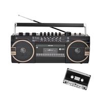 YSFHYAN Lecteur Boombox Classique RéTro AnnéEs 80,Enregistreur De Bande RéTro,Boombox de Cassette Am/FM,Qualité Sonore à Deux Canaux,Envoyer Une Cassette,pour Les Petites FêTes,Spectacles(Color:Noir)