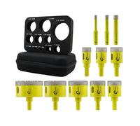 YSFMODE-Foret Diamant Kit Trepan Carrelage-11Pcs 6/8/10/20/25/28/32/35/45/50/65Mm Dentelé Scie Cloche Avec Tige Triangulaire Pour