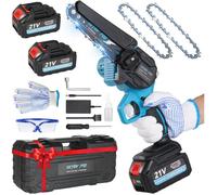 YSFMODE-Mini Tronconneuse À Batterie 4000Mahx2 6 Pouces Tronçonneuse Électrique Sans Fil 2 Chaînes Portable Tronconneuse Thermique