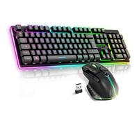 YSFMODE-,Pack Clavier Souris Sans Fil Gamer Rechargeable Rgb,Structure Aluminium,Azerty Fr Rétroéclairé,Gaming Keyboard Semi Mécan