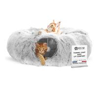 YSFMODE-Tunnel Chat Rond Xxl En Peluche Douce-Lit Tunnel & Cachette Confort-Panier Moelleux Type Fauteuil-Cabane Intérieure Pour C
