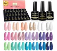 YSFMODE-Vernis Semi Permanent Kit,23Pcs Printemps Été Bleu Rose Violet Paillettes Pastel Vernis Gel Soak Off Uv Lot Vernis À Ongle