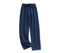YSGE Bas De Pyjama Femme,Bas De Pyjama À Carreaux pour Femme Décontracté en Coton Fin À Carreaux Bleu Marine Imprimé Printemps Doux Et Confortable Pantalon De Sommeil Stretch Cordon De Serrage Jambe