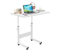 Ysgwsg Table Bureau Reglable Hauteur 69-90cm, Table de Lit a Roulette, Bureau Debout Mobile, Peut être Utilisé comme Bureaus pour Ordinateur Portable ou Tables D'appoint. (Blanc, 60x40x69-90cm)