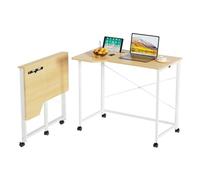 Ysgwsg Table de Bureau, 90x56cm, Table Pliable, Bureau Ordinateur avec Roulette, Mini Bureau Pliable Petit Espace, Table Ordinateur pour Le Bureaus à Domicile. (Chêne-o, 90x56x75cm)
