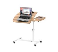 Ysgwsg Table de Lit Roulette, Bureau D'ordinateur Réglable en Hauteur, Bureau Debout Mobile, Table D'appoint, Disponible en Tant Que Tables de Lit pour Ordinateur Portable. (Chêne-a, 60x40x61-96.5cm)