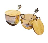 YSHSKDH Glass Cup Oatmeal Breakfast Cup Household with Water Cup Large Capacity with Lid and Spoon Coffee Cup Female Milk Cup Craft Furnishings Tea Cup for Office and Home 470ml