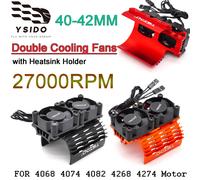 YSIDO Ventilateur de refroidissement double RC 40-42mm 27000RPM avec support de dissipateur thermique pour moteur de voiture RC Arrma Traxxas 1/7 1/8 4068 4074 4082 4268 4274 40-42mm Orange