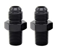 YSIL Lot de 2 adaptateurs de raccord de tuyau 6AN mâles évasés vers 0,3 cm NPT en alliage d'aluminium droit noir anodisé