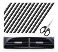 Ysimple 30 Pièces Bandes Décoration de Sortie d'Air Climatisation Voiture,Bande Décorative pour Climatiseur de Voiture avec Ciseaux,pour Tous Les Conduits d'Aération Droits (Noir,20cm)