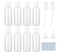 Ysimple 8 Pcs Flacon Vide Voyage 100ml, Flacon Voyage Avion Transparent, Kit Bouteille de Voyage avec 2 Têtes de Pulvérisation et 2 Entonnoirs&1 Etiquettes,pour Lotion,Cosmétiques,Shampoing,Gel Douche