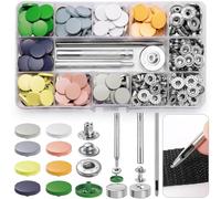 Ysimple 80 Sets Boutons Pression Métal 15mm, Kit Pose Couture avec Outils | 8 Couleurs Kit Boutons Pression Sans Couture, pour Vêtements en Cuir,Vestes,Jeans,Vêtement Bricolage
