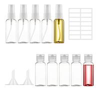 Ysimple Lot de 10 Flacon Voyage Vide,Transparent Kit Voyage Avion avec 2 Entonnoirs&1 Etiquettes,Contenant Voyage 50ml,pour Lotion,Cosmétiques,Shampoing,Gel Douche,Démaquillant