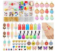 Ysimple Lot de 410 pendentifs oursons en forme de bulle, DIY pour bracelets et colliers, avec boîte de rangement