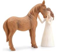 Ysislybin Figurines de Chevaux et d'anges, Cadeaux de Cheval pour Filles et Femmes, Figurine de Cheval Embrassant Les Chevaux Symbole d'amitié, Statue de Cheval Décoration d'intérieur Cadeau Souvenir