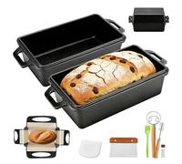 Ysislybin Marmite en Fonte, 2 en 1 Moule Pain de Mie avec Couvercle 30cm Matériel de Cuisson de Pain au Levain pour Cuire le Pain et Les Toasts