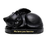 Ysislybin Urne Animaux de Compagnie, 18 x 14 x 11 cm Urne Funéraire pour Animaux de Compagnie en Résine avec Ornée d'ailes d'ange Souvenir de Votre Chat ou Chien Bien-Aimé (Noir, Chat)