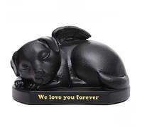 Ysislybin Urne Animaux de Compagnie, 18 x 14 x 11 cm Urne Funéraire pour Animaux de Compagnie en Résine avec Ornée d'ailes d'ange Souvenir de Votre Chat ou Chien Bien-Aimé (Noir, Chien)