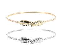 ysister 2 pièces Élastique avec Boucle en Métal à Forme de Feuille Décorative en Ceinture Métalliques Élastique Chaîne Extensible Ceinture de Feuille pour La Saint-Valentin, mariages etc(Argent doré)