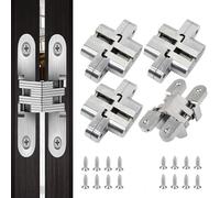 ysister 4 pièces Pliante Charnière cachée Croix charnières Charnière Alliage Zinc Invisible Charnières invisibles Charnière Porte Installation Facile pour porte pliante en bois et acier inoxydable