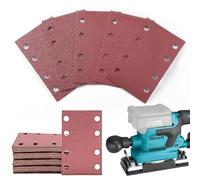 ysister 50 Pièces Papier a Poncer,80x133mm Papier Abrasif Rectangulaire de Grain,40/60/80/120/240 Papier de Verre 8 Trous Grain,Feuilles Abrasives pour Ponceuse Vibrante Polir et Enlever La Rouille