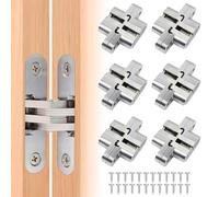 ysister 6 pièces Pliante Charnière cachée Croix charnières Alliage Zinc Invisible invisibles Porte Installation Facile pour en bois et acier inoxydable, Argent, 45 * 13mm