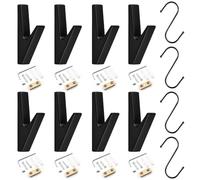 ysister 8 Pièces Crochets à Visser Patère Murale,Crochet Porte Manteau Avec 4 crochets en S,Mural équipé de vis de Montage,Patere Murale pour Entrée,Patères Noires Mates pour Salles de Bains, Cuisines