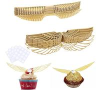 ysister Décorations de Gâteau,100 Pcs Décoration de Sorcière en Chocolat,Décorations pour Décoration de Fête de Sorcier,Ailes dorées à Paillettes pour Les Fans de Bonbons,Fête de Mariage