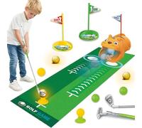 Ysityum Jouet de golf pour enfants, kit de jeu de golf comprenant un tapis de golf, 3 clubs de golf, 8 balles, 2 trous d'entraînement et 3 drapeaux de golf, chaque lieu peut être utilisé