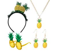 YSJCHEBS 1 Bandeau Ananas, 1 Collier, 1 Paire De Lunettes Et 1 Paire De Boucles D'Oreilles, Bandeaux Mignons Et Créatifs, Bandeaux Intéressants, Accessoires Vestimentaires De Fête.