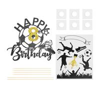 YSJCHEBS 1 Carte d'anniversaire De Football pour Les Enfants De Huit Ans Et 1 Jeu De Cartes D'Éléments De Football, Décorations De Gâteaux Créatives, Accessoires De Gâteaux