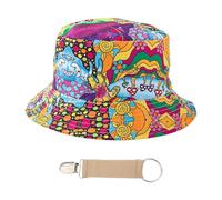 YSJCHEBS 1 Chapeau De Seau Imprimé Coloré, 1 Pince À Chapeau, Chapeau De Soleil Réversible, Confortable, Graffiti, Fête