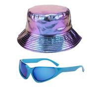 YSJCHEBS 1 Chapeau Punk Et 1 Lunettes De Soleil Punk, Chapeau En Cuir Pu, Chapeau Rétro Tendance, Chapeau De Pêche À La Mode, Chapeau De Pêche Imperméable, Accessoires Vestimentaires