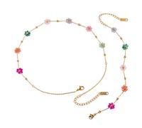 YSJCHEBS 1 Collier De Fleurs, 1 Bracelet De Fleurs, Collier pour Femme, Ensemble De Bijoux Réglable, Accessoires De Bijoux De Mode, Adapté pour Une Soirée en Amoureux