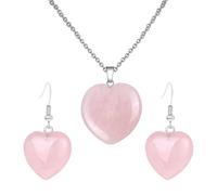 YSJCHEBS 1 Collier en Forme De Coeur Et 1 Paire De Boucles d'oreilles en Forme De Coeur, Bijoux Simples, Bijoux en Forme De Coeur À La Mode, Bijoux en Cristal, Bijoux pour Femmes