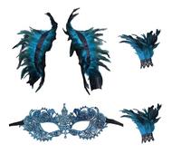 YSJCHEBS 1 Écharpe en Plumes, 2 Bracelets en Plumes, 1 Masque pour Les Yeux, Ensemble De Robes Gothiques, Accessoires De Costumes De Fête, Adaptés Aux Spectacles Et Aux Danses du Festival