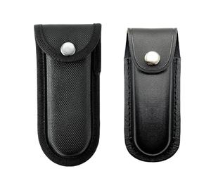 YSJCHEBS 1 Étui À Couteaux en Cuir Et 1 Étui À Couteaux en Nylon, Housse De Protection pour Couteau Pliant, Sac À Couteaux Portable, Accessoires pour Couteaux Pliants