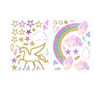 YSJCHEBS 1 Lot D'Autocollants Thème Cheval Arc-en-Ciel, Autocollants De Décoration De Fenêtre, Autocollants À Paillettes, Autocollants De Décoration De Chambre d'enfant, Décorations De Maison