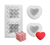 YSJCHEBS 1 Moule Carré en Forme d'amour Et 2 Moules en Forme De Cœur, Moules Créatifs en Silicone, Moules À Bougies, Accessoires Artisanaux De Bricolage
